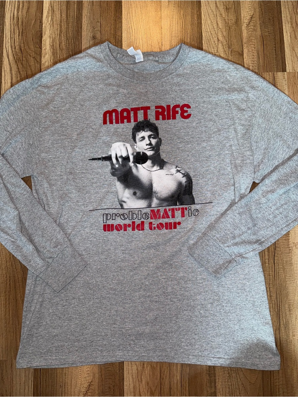 Jerzees Gray Long Sleeve Matt Rife Tour Graphic Tee